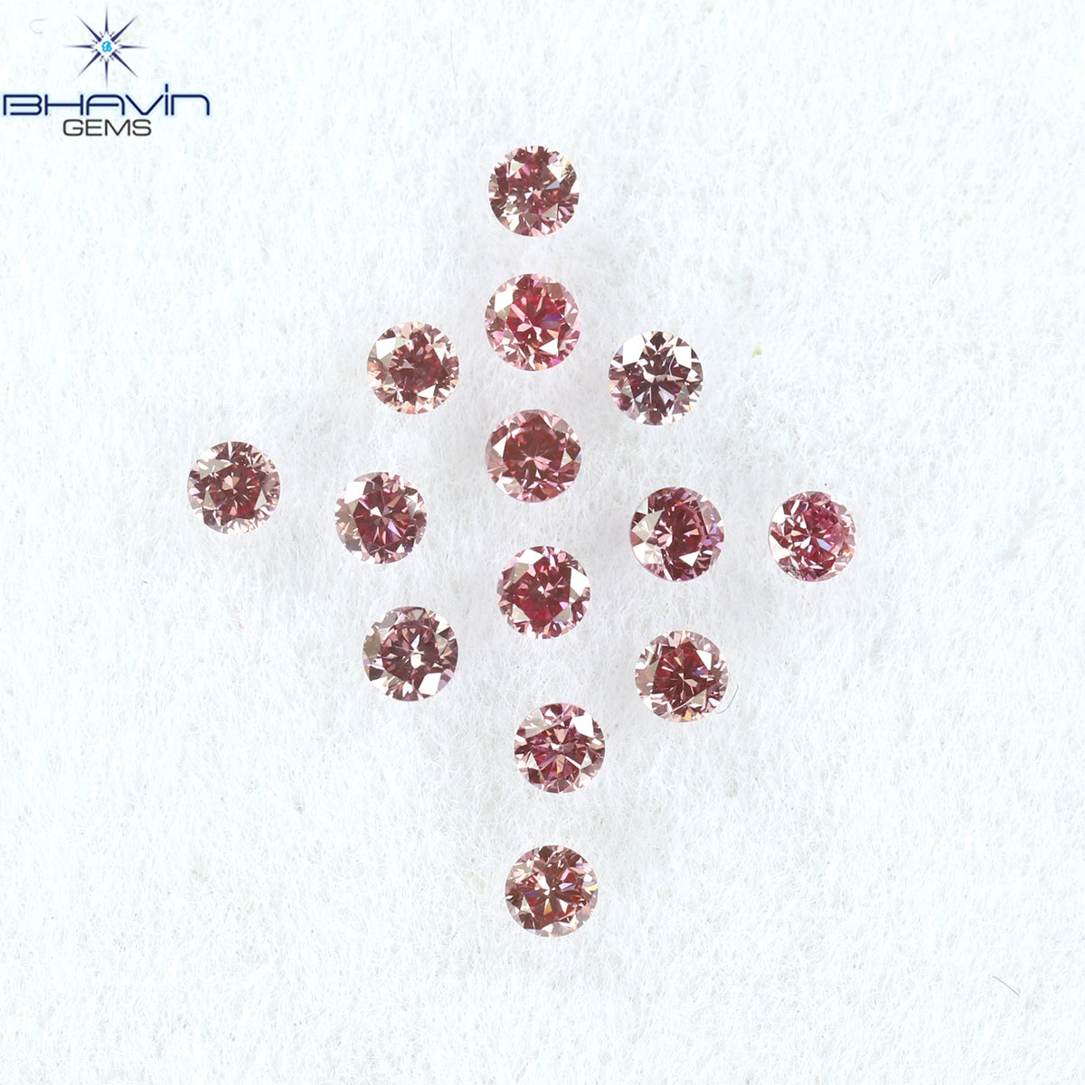 0.30CT/14PCS ラウンドダイヤモンド ビビッドピンクカラー 天然ダイヤモンド VS クラリティ (1.70MM)