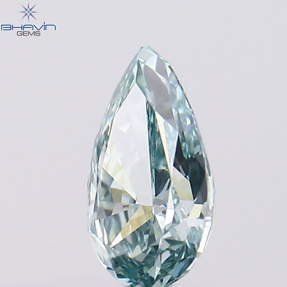 0.40 CT ペアシェイプ ナチュラル ダイヤモンド ブルーイッシュ グリーン カラー VS1 クラリティ (6.13 MM)