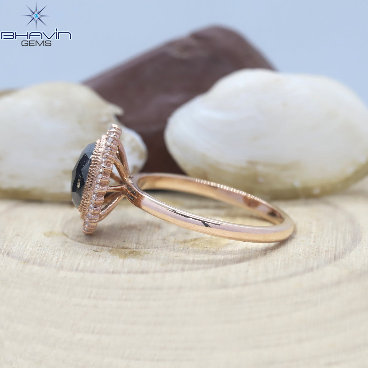 Oval Diamond Natural Diamond Ring Salt And Pepper Color Gold Ring Engagement Ring