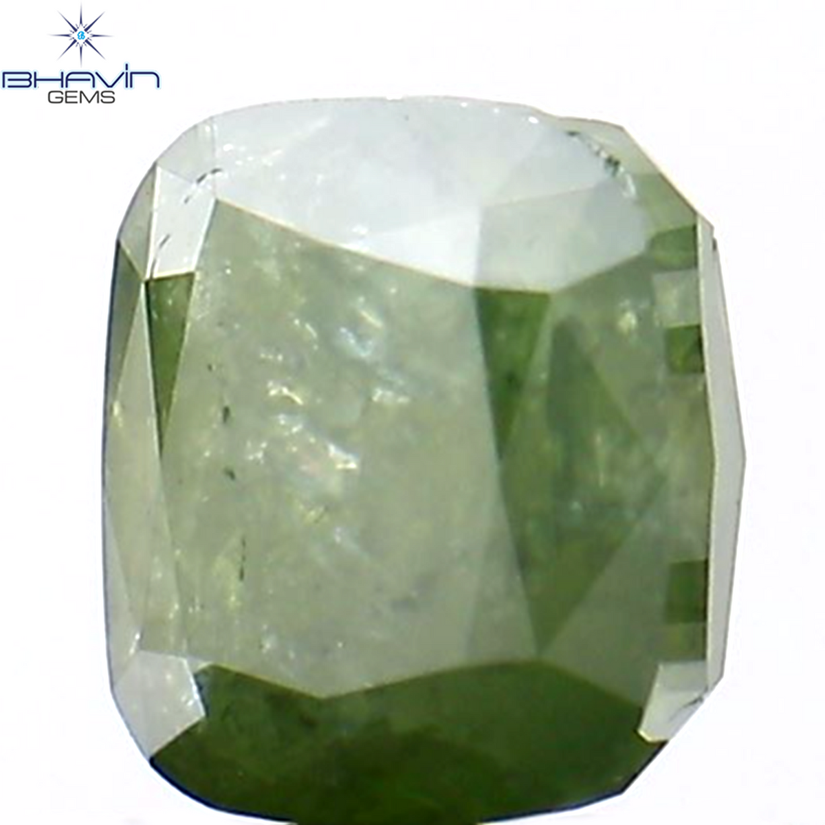 0.74 CT Natural Cushion Diamond Enhanced Green Color Clarity I3 (4.85 MM)