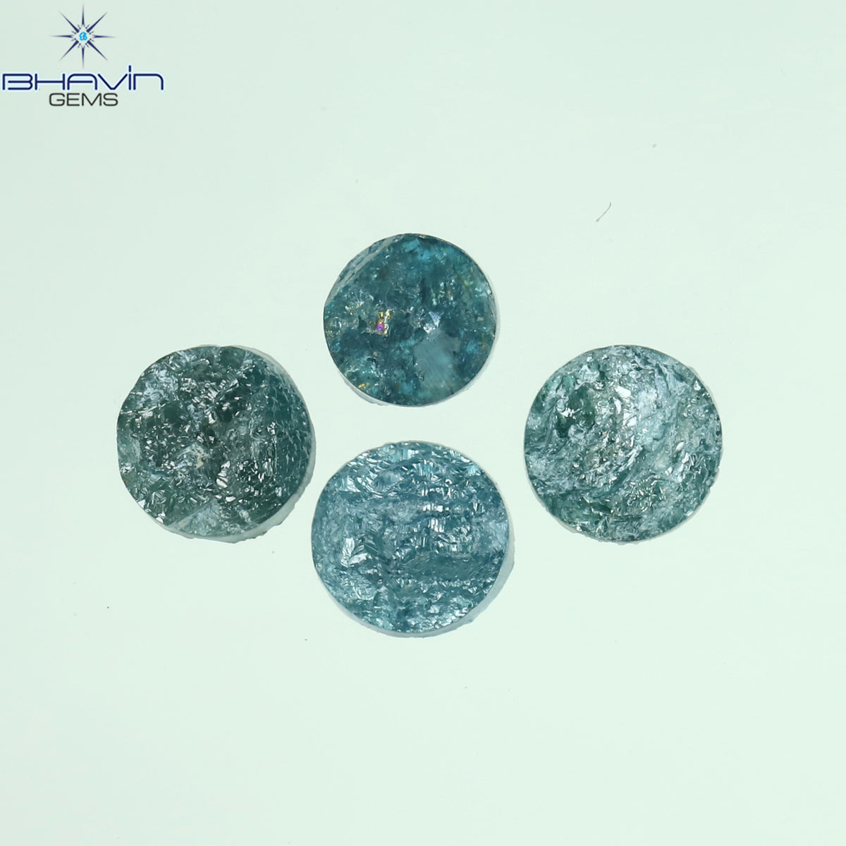 1.05 CT、ノーカット ポルキ シェイプ、天然ダイヤモンド、ブルー カラー、I3 クラリティ (5.42 MM)