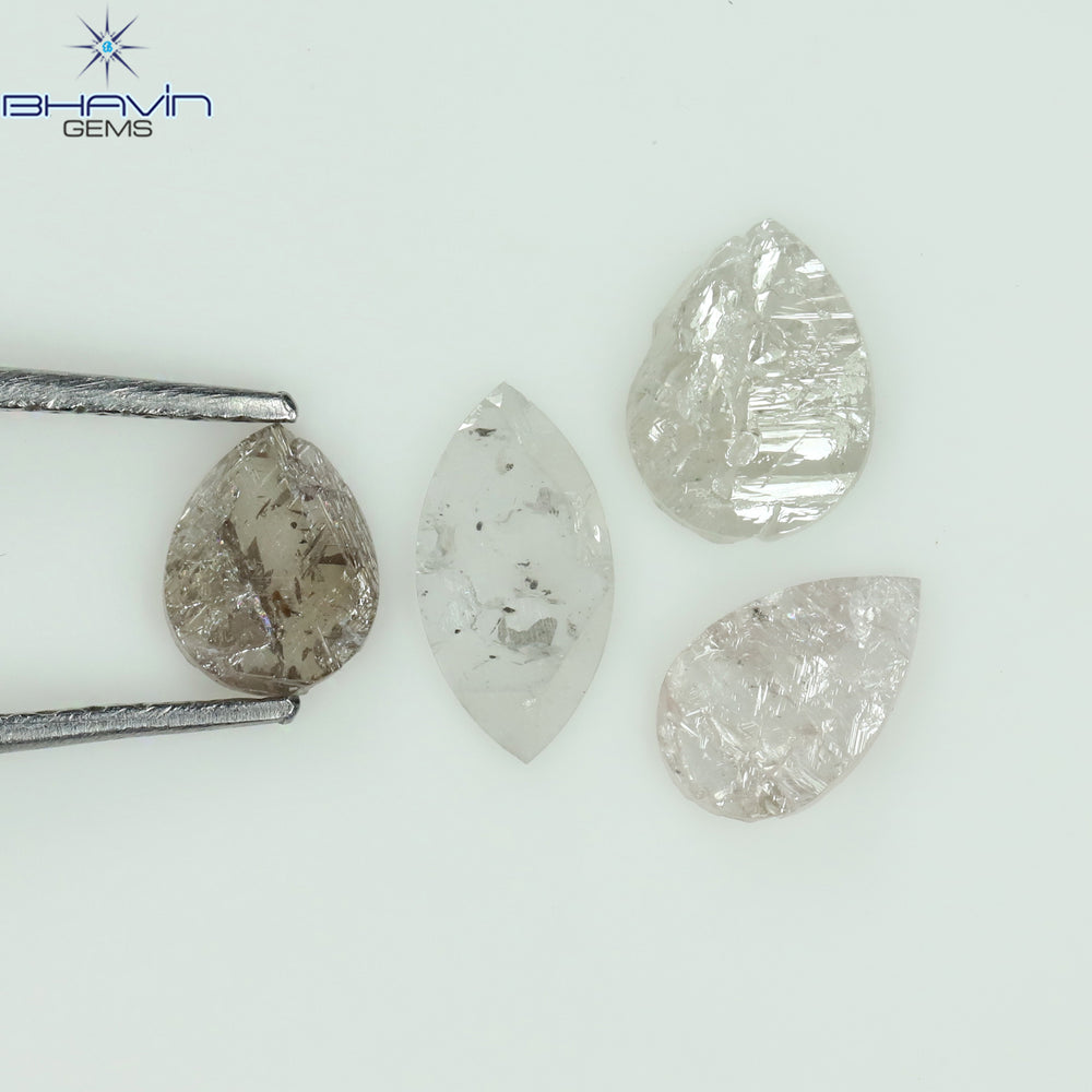 0.90 CT /4 Pcs Uncut Shape White Natural Loose Diamond I2 Clarity (7.25 MM)