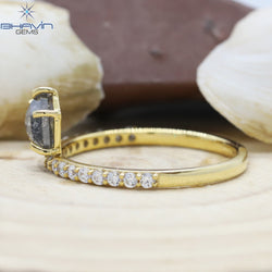 シールド ダイヤモンド 天然ダイヤモンド リング ソルトアンドペッパーカラー ゴールド リング 婚約指輪