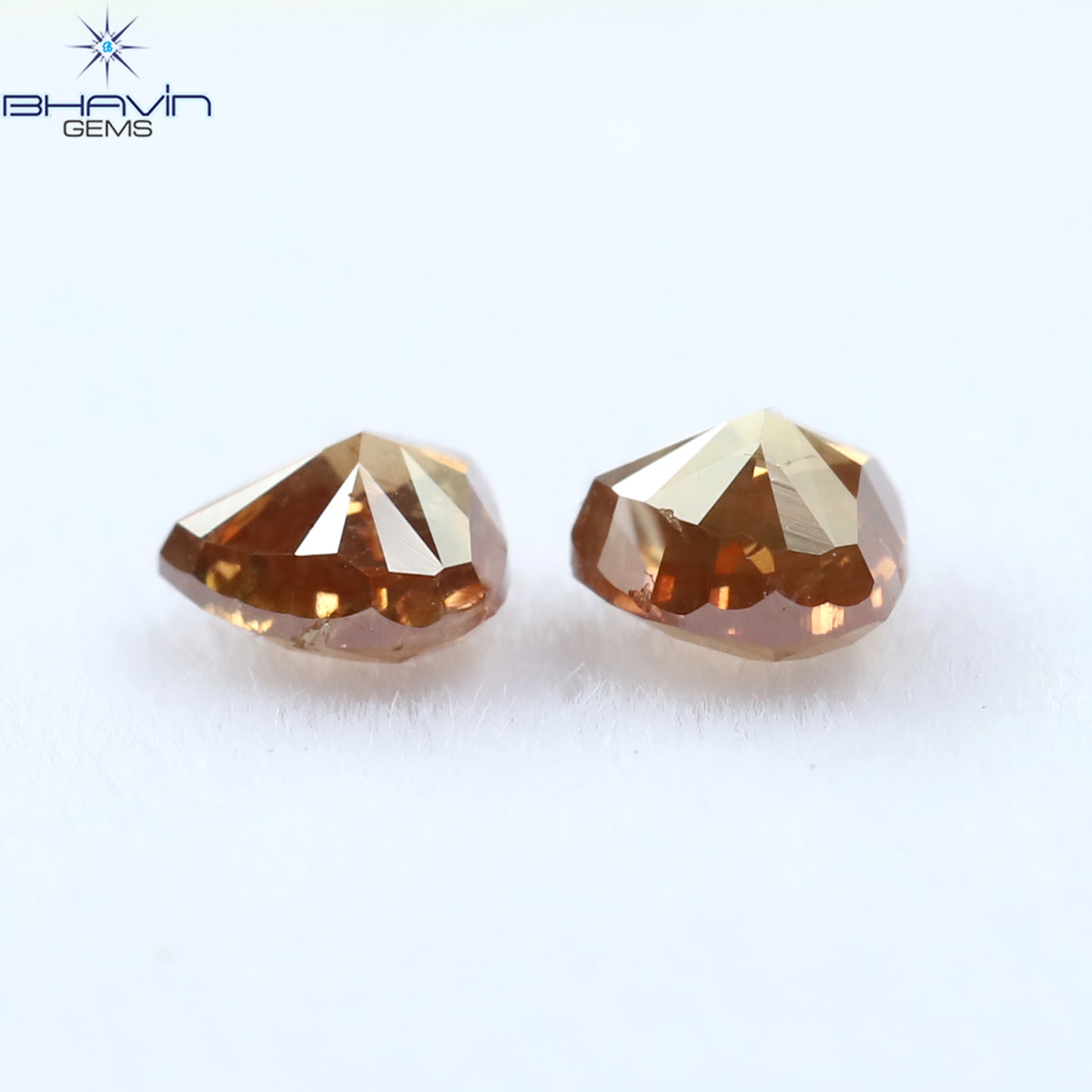 0.41 CT/2 ピース ハートシェイプ ナチュラル ルース ダイヤモンド ピンク カラー I1 クラリティ (3.84 MM)