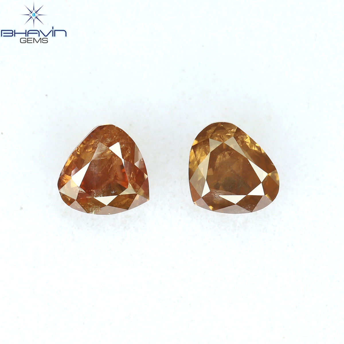 0.41 CT/2 ピース ハートシェイプ ナチュラル ルース ダイヤモンド ピンク カラー I1 クラリティ (3.84 MM)