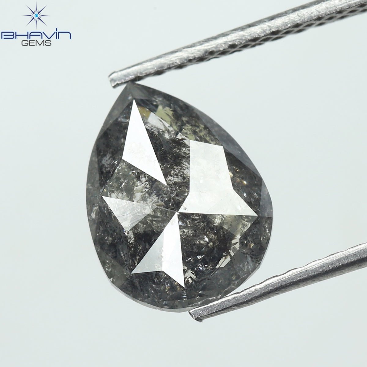 2.07 CT ペアシェイプ ナチュラル ルース ダイヤモンド ソルト アンド ペッパー カラー I3 クラリティ (9.55 MM)