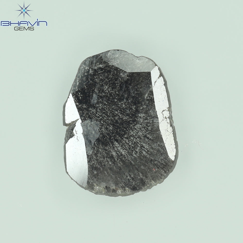 1.28 CT スライス形状 天然ダイヤモンド ソルト アンド ペッパー カラー I3 クラリティ (11.76 MM)