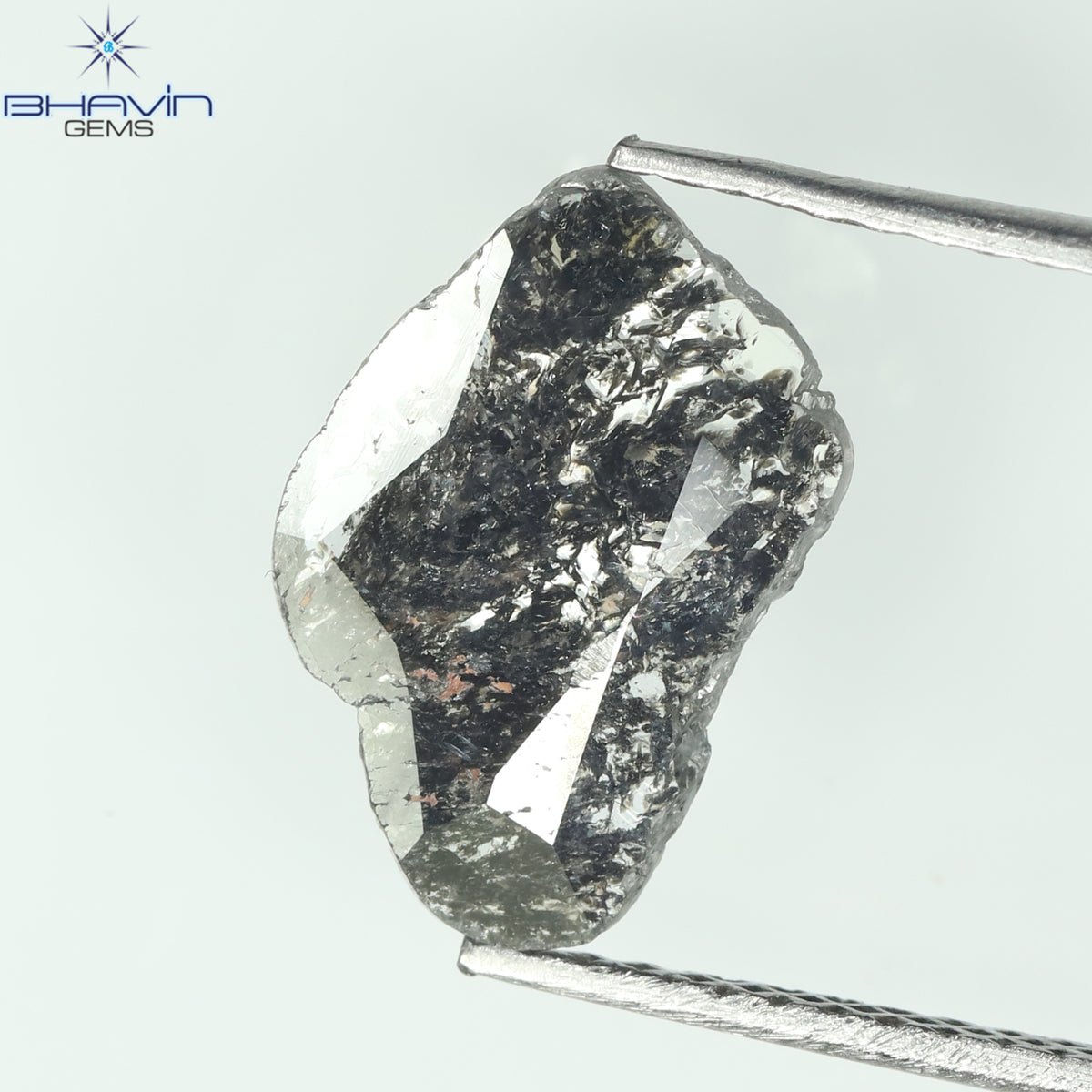 1.04 CT スライス シェイプ ナチュラル ダイヤモンド ソルト アンド ペッパー カラー I3 クラリティ (11.80 MM)