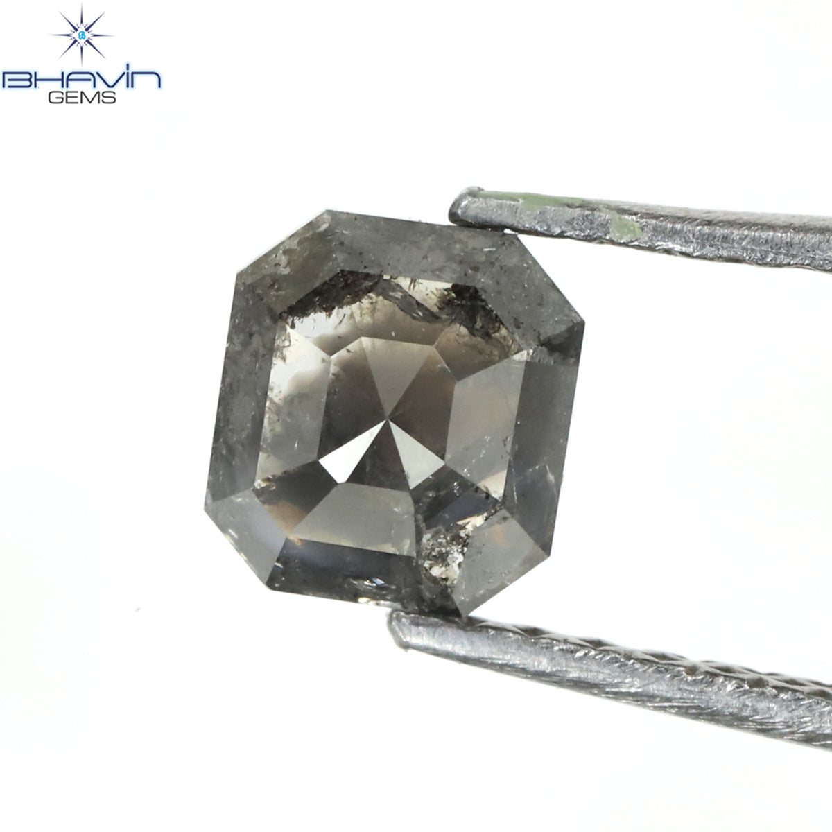 0.85 CT Natural Asscher Diamond Grey Color Clarity I3 (5.32 MM)
