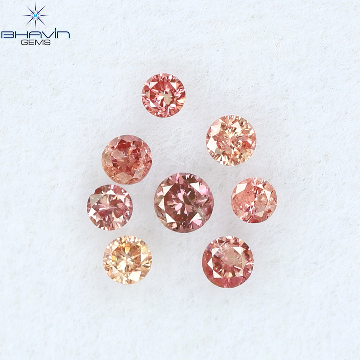 0.19 CT/8 Pcs Natural Round Diamond Enhanced Pink Color Clarity I2 (2.00 MM)