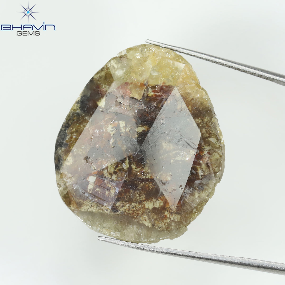 19.46 CT スライス シェイプ ナチュラル ダイヤモンド ソルト アンド ペッパー カラー I3 クラリティ (31.05 MM)