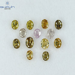 1.09 CT/13 Pcs Oval Shape Natural Diamond Mix Color SI Clarity (3.50 MM)