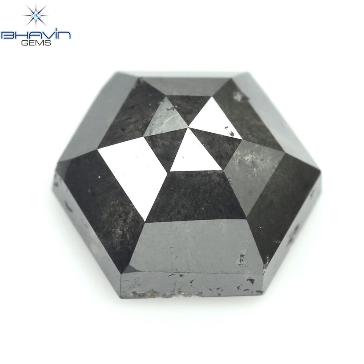 1.13 CT Natural Hexagon Diamond Salt And Pepper Color Clarity I3 (6.60 MM)