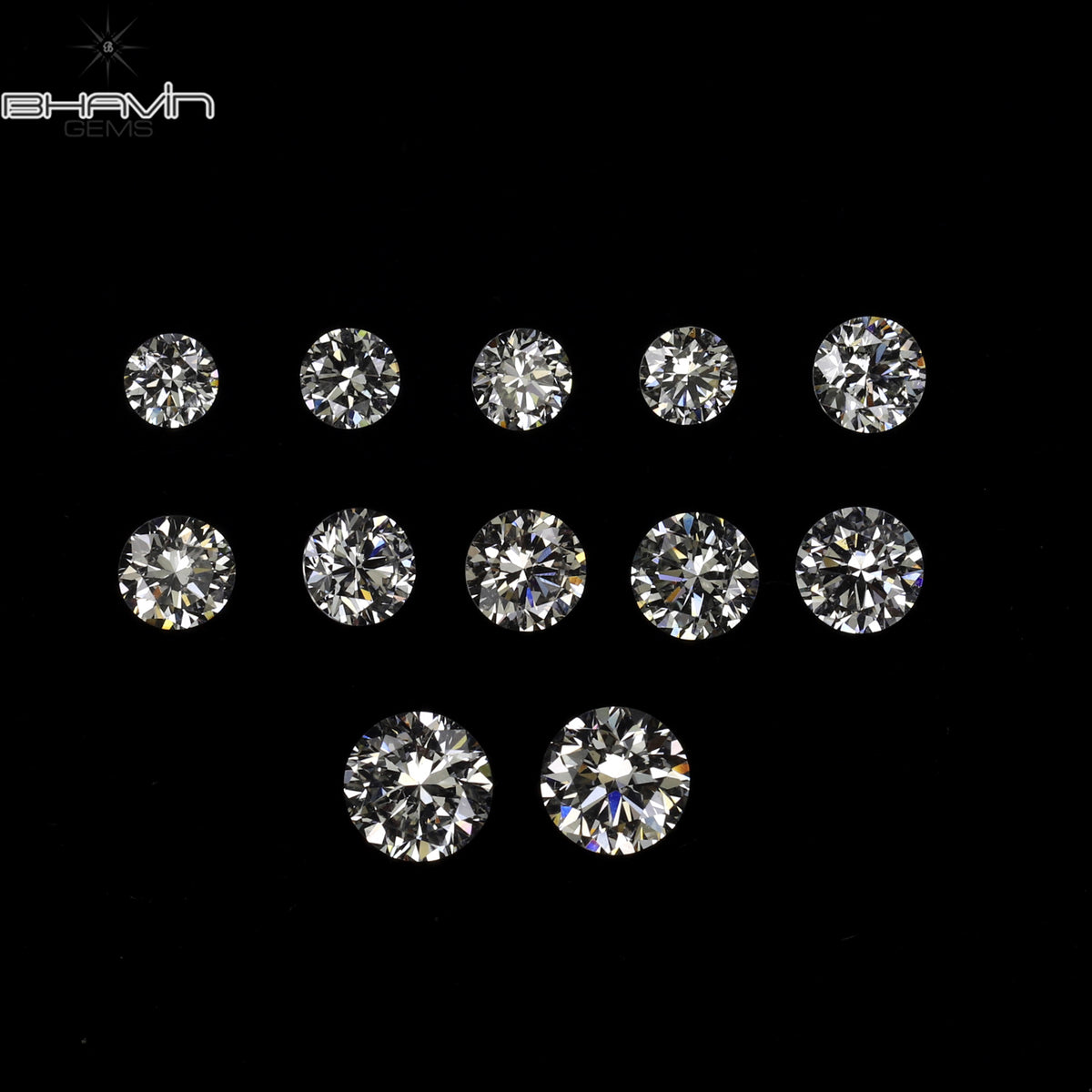 0.66 CT/12 Pcs Natural Round Diamond White Color Clarity VS2 (3.00 MM)