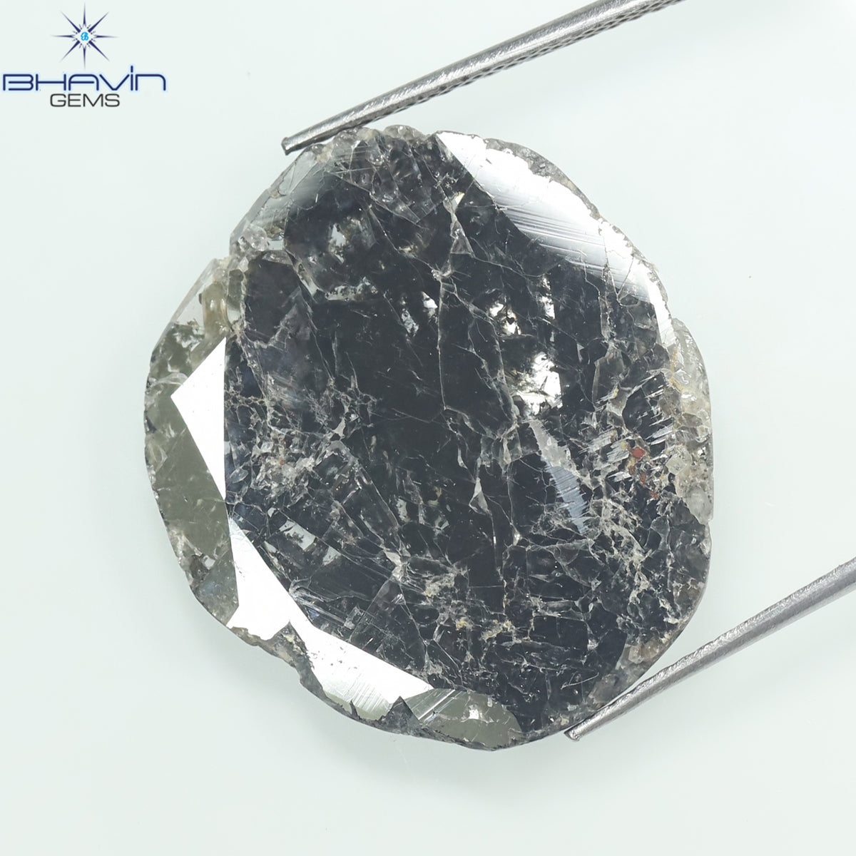 8.69 CT Slice Natural Diamond Salt And Pepper Color Clarity I3 (24.00 MM)
