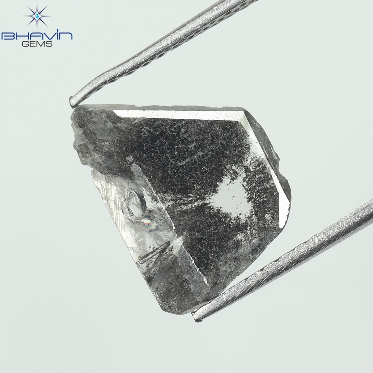 1.07 CT スライス シェイプ ナチュラル ダイヤモンド ソルト アンド ペッパー カラー I3 クラリティ (12.09 MM)