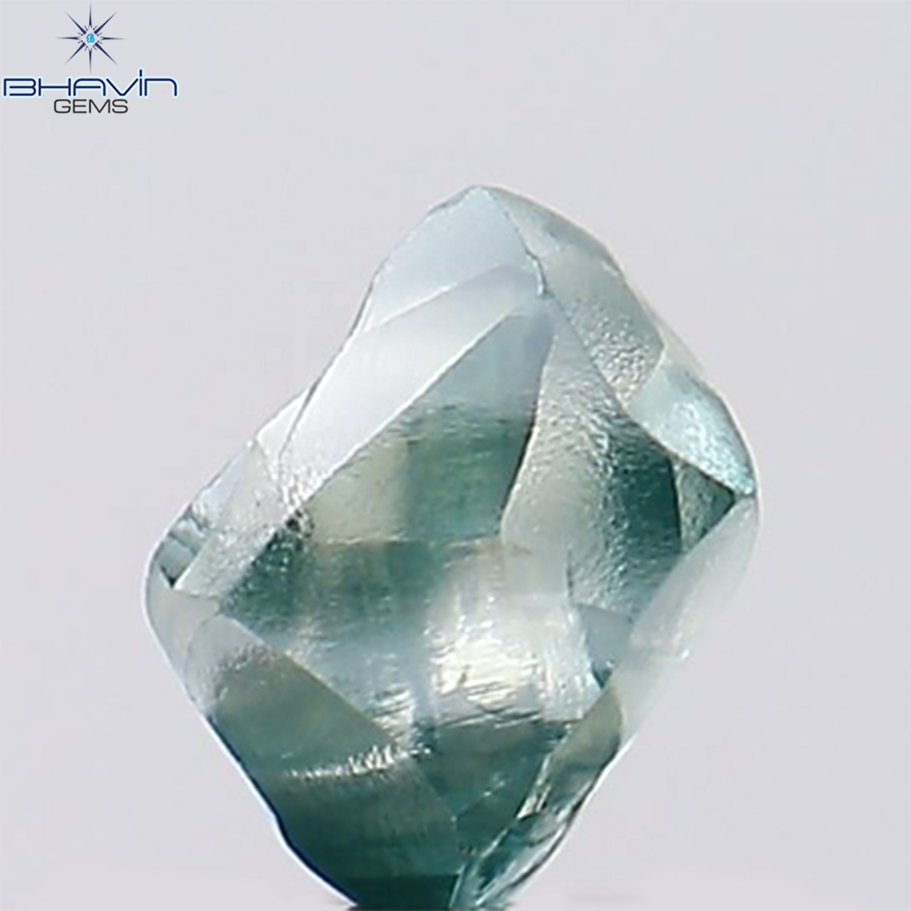 0.57 CT Rough Natural Diamond Enhanced Greenish Blue Color Clarity VS2 (4.54 MM)