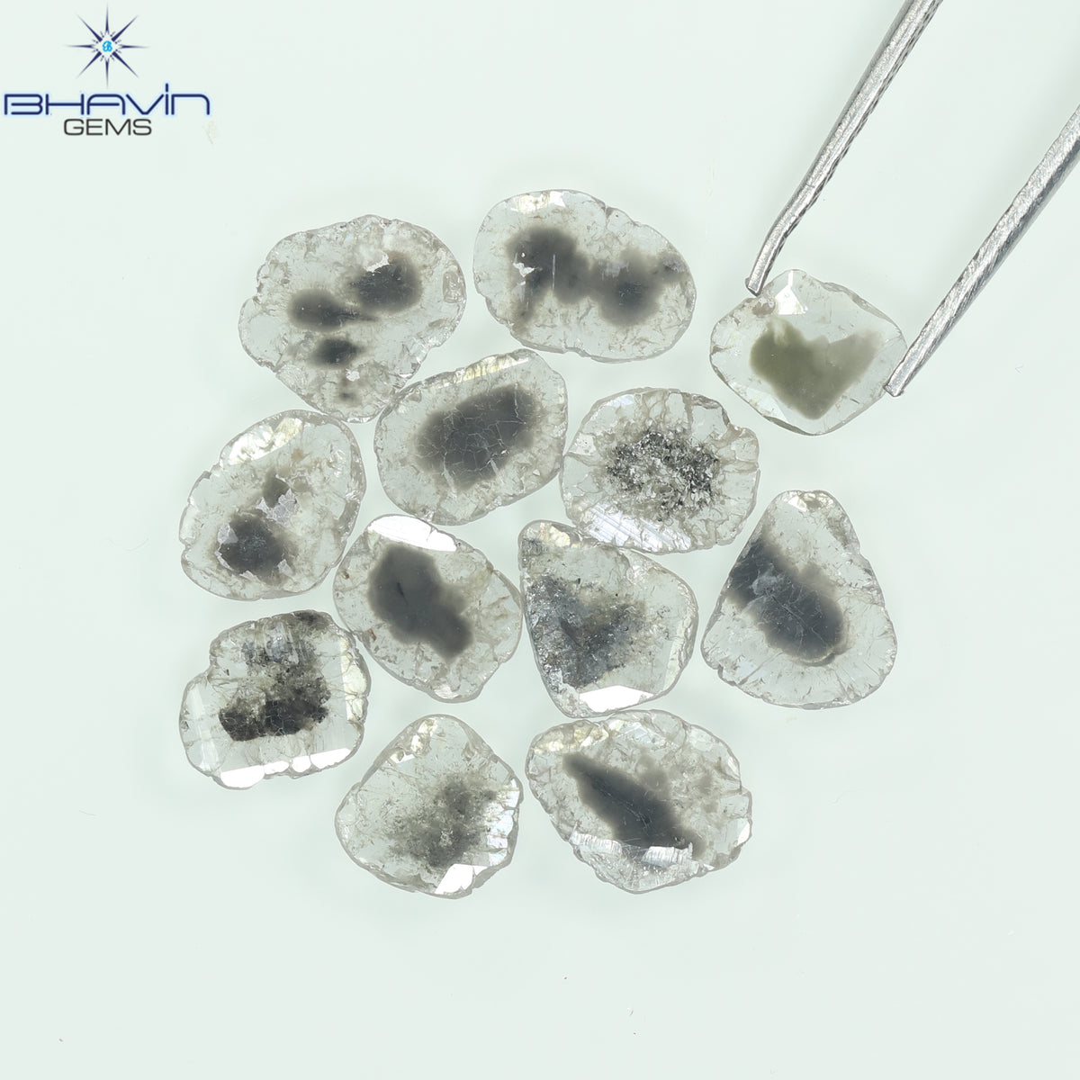3.23 CT (12 Pcs) Slice Natural Diamond Salt And Pepper Color Clarity I3 (7.17 MM)