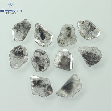 3.64 CT (10 Pcs) Slice Natural Diamond Salt And Pepper Color Clarity I3 (9.10 MM)