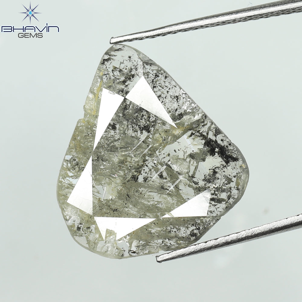 3.23 CT Pear Slice Shape Natural Diamond Salt And Pepper Color I3 Clarity (16.28 MM)