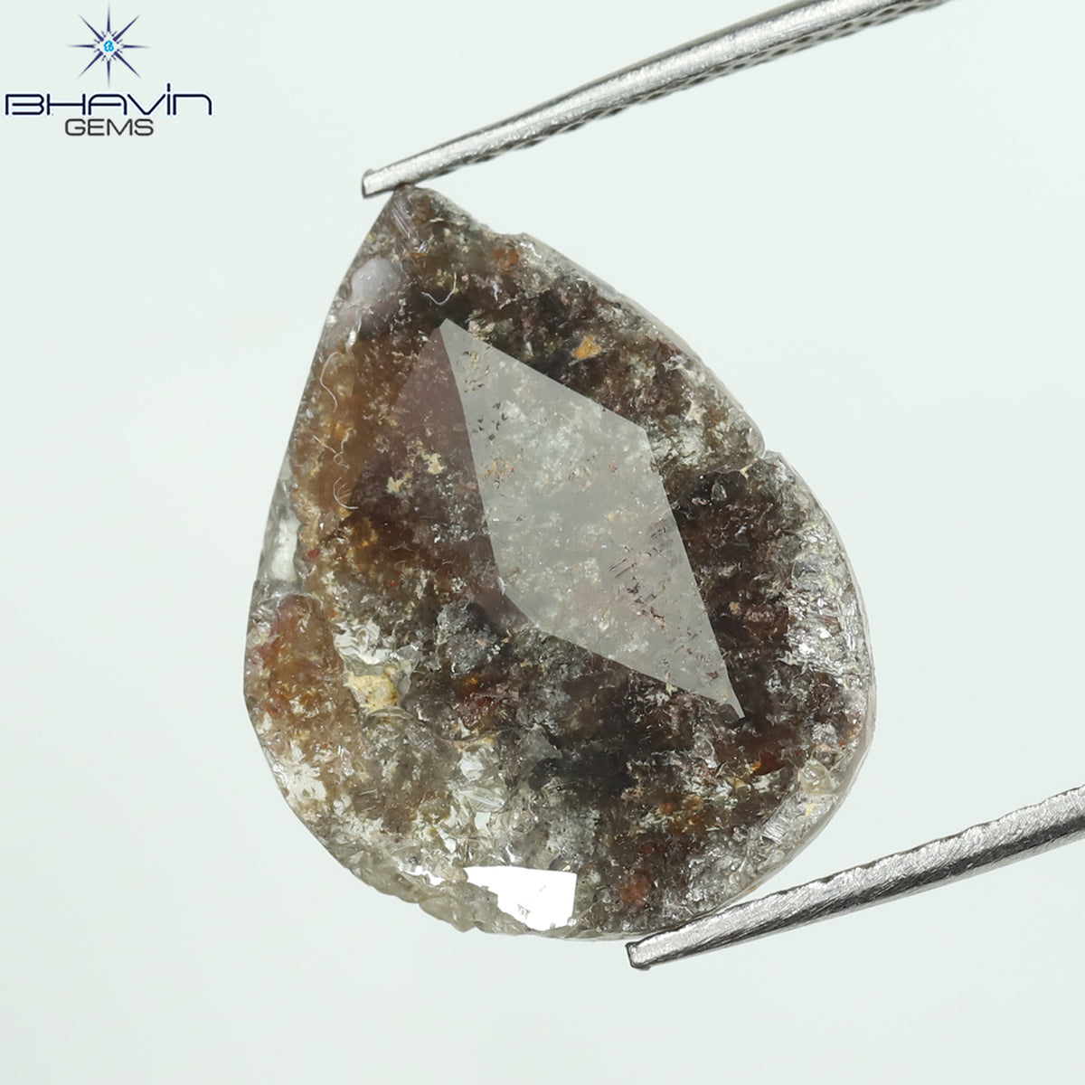 3.36 CT ペア スライス シェイプ ナチュラル ダイヤモンド ソルト アンド ペッパー カラー I3 クラリティ (15.82 MM)
