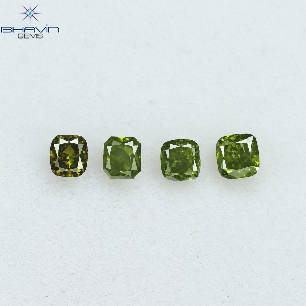 0.56 CT/4 Pcs Natural Cushion Diamond Enhanced Green Color Clarity SI (3.04 MM)