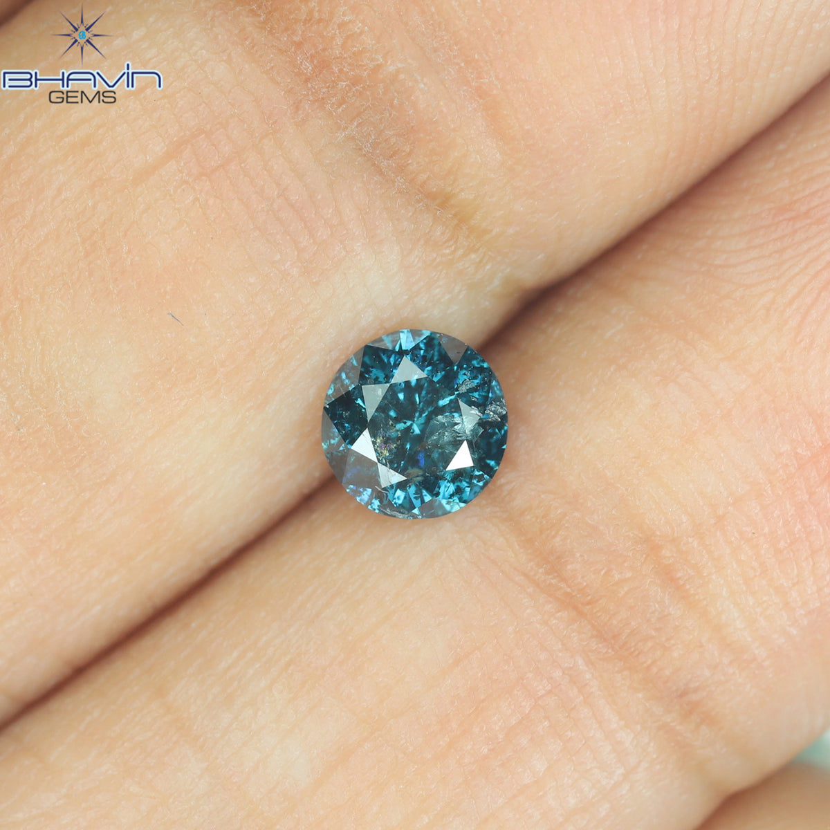 0.45 CT Natural Round Diamond Enhanced Blue Color Clarity I3 (4.86 MM)