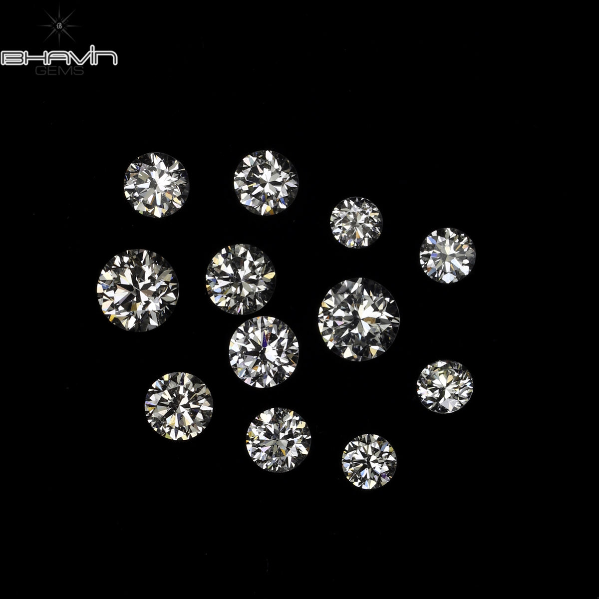 0.66 CT/12 Pcs Natural Round Diamond White Color Clarity VS2 (3.00 MM)