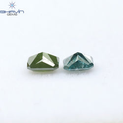 0.55 CT/2 Pcs Radiant Shape Natural Diamond Blue Green Color I3 Clarity (4.06 MM)