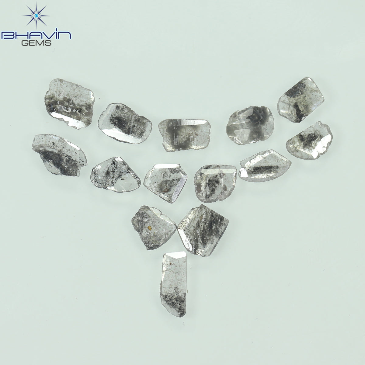 2.60 CT (14 Pcs) Slice Natural Diamond Salt And Pepper Color Clarity I3 (7.98 MM)