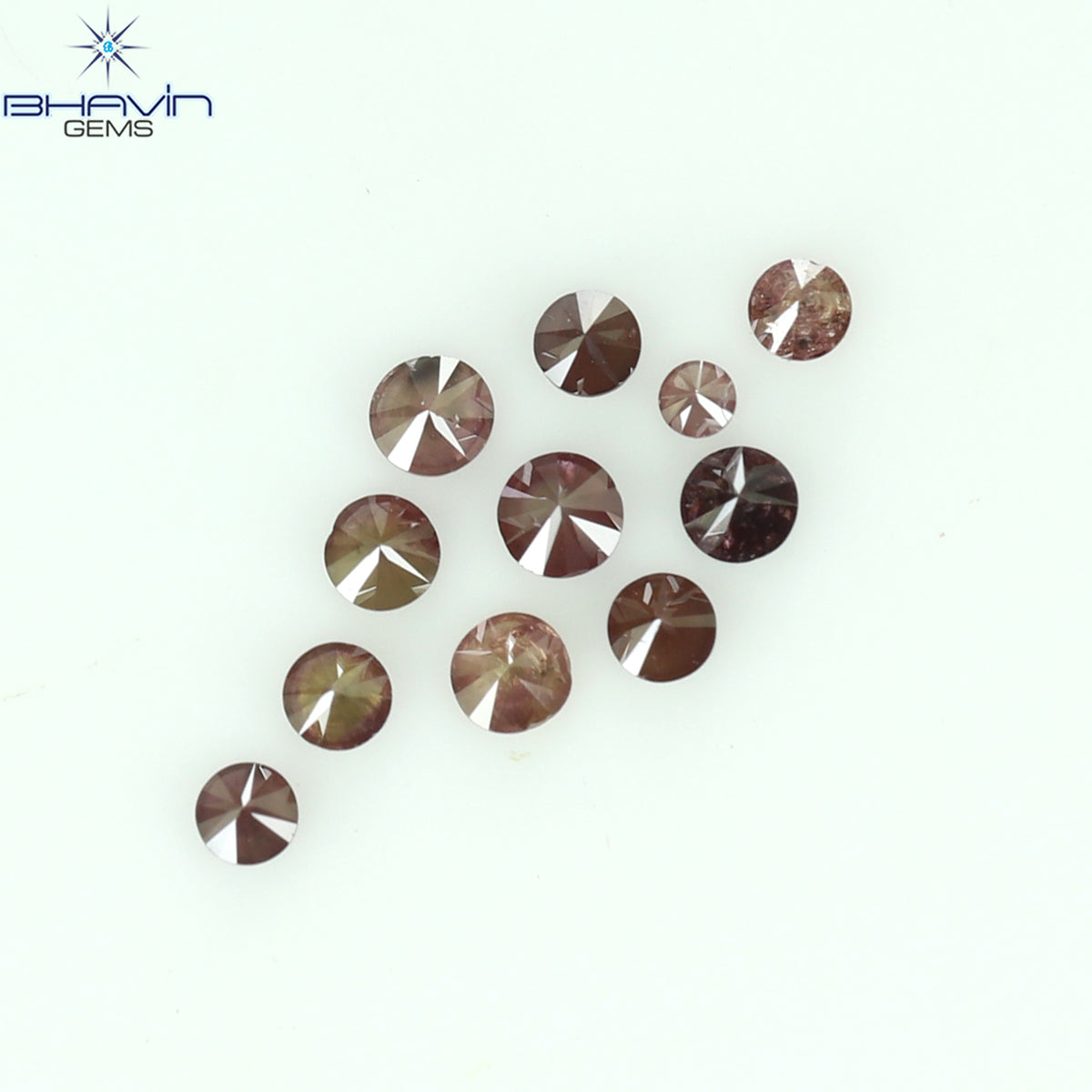 0.18 CT/11 個 ラウンド シェイプ ナチュラル ルース ダイヤモンド ピンク カラー I3 クラリティ (1.75 MM)