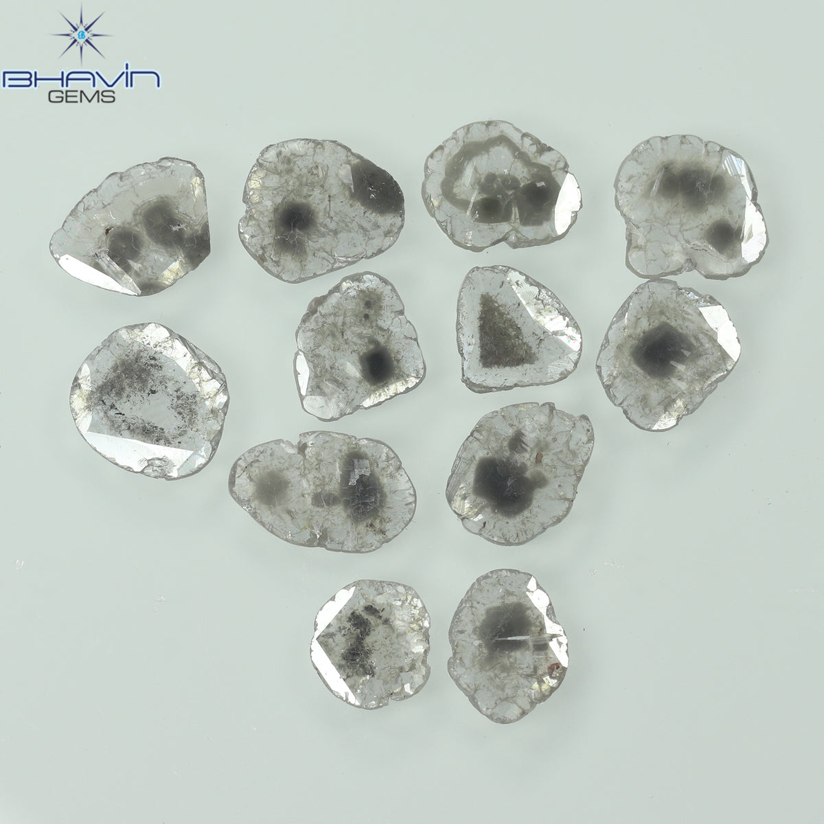 2.46 CT (12 Pcs) Slice Natural Diamond Salt And Pepper Color Clarity I3 (7.09 MM)