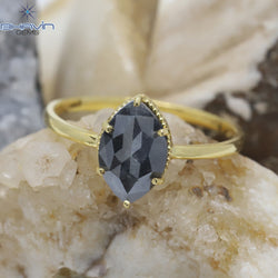 Marquise Diamond Salt And Pepper Diamond Natural Diamond Ring Gold Ring Engagement Ring