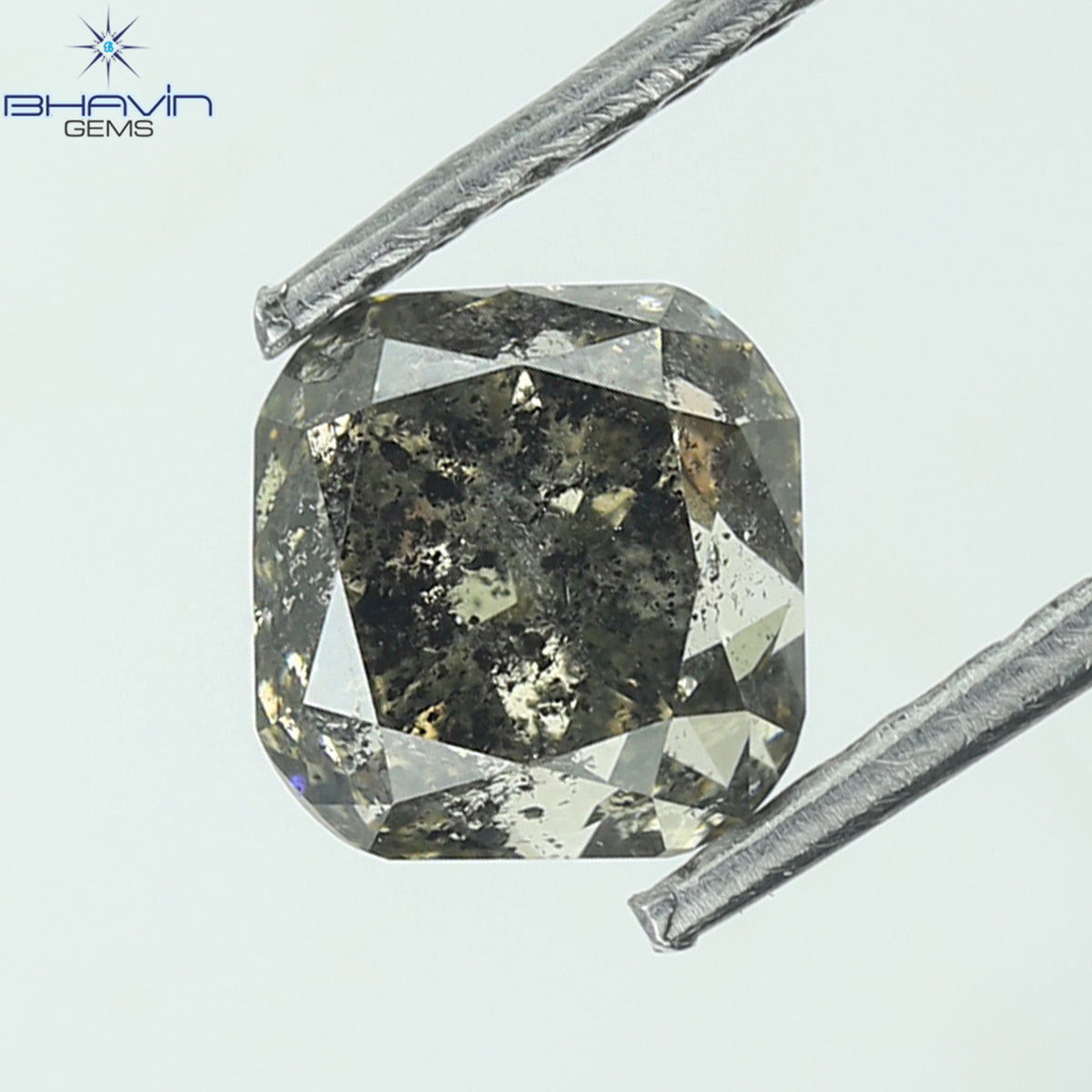 1.11 CT Natural Cushion Diamond Salt And Pepper Color Clarity I3 (5.09 MM)