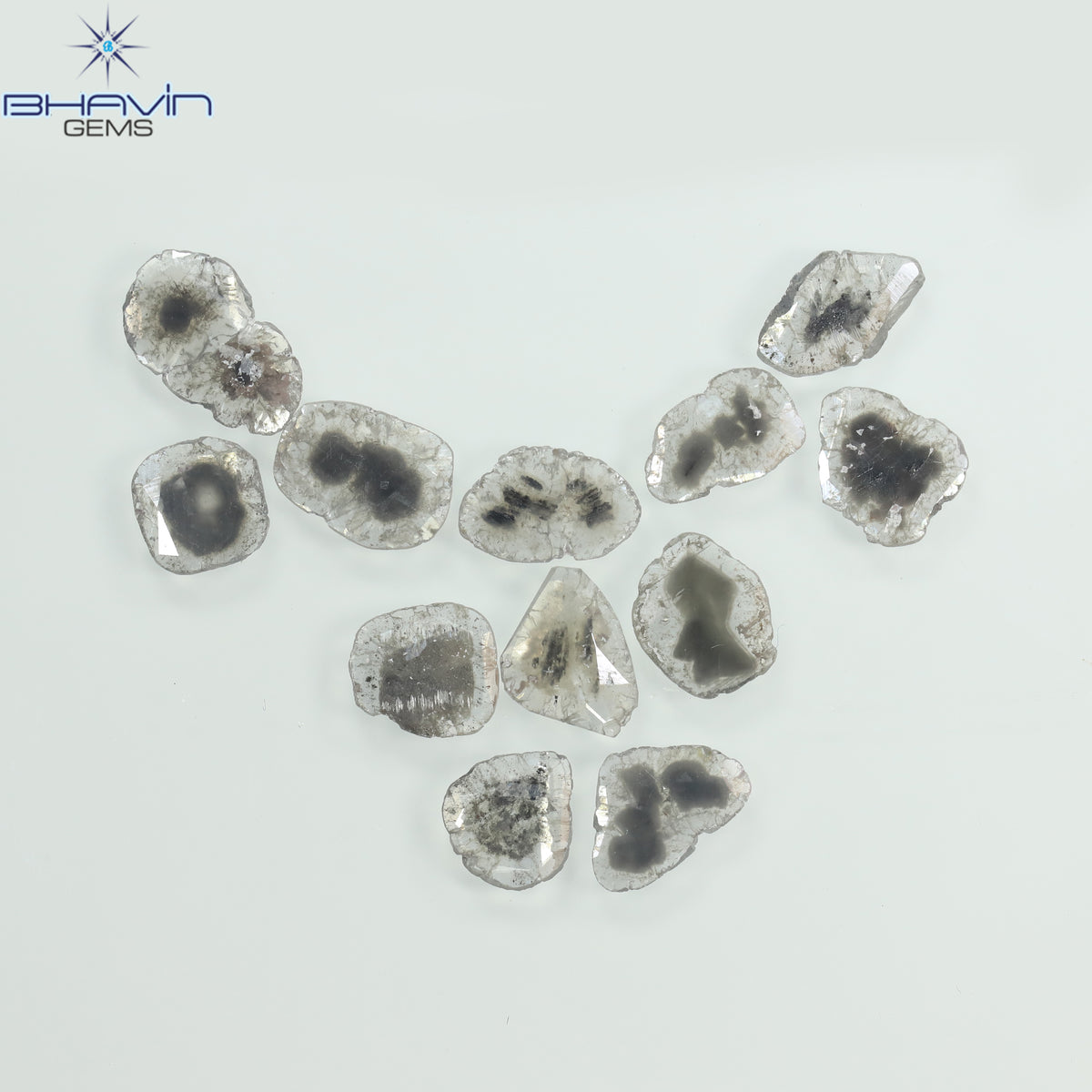 4.46 CT (12 Pcs) Slice Natural Diamond Salt And Pepper Color Clarity I3 (9.90 MM)