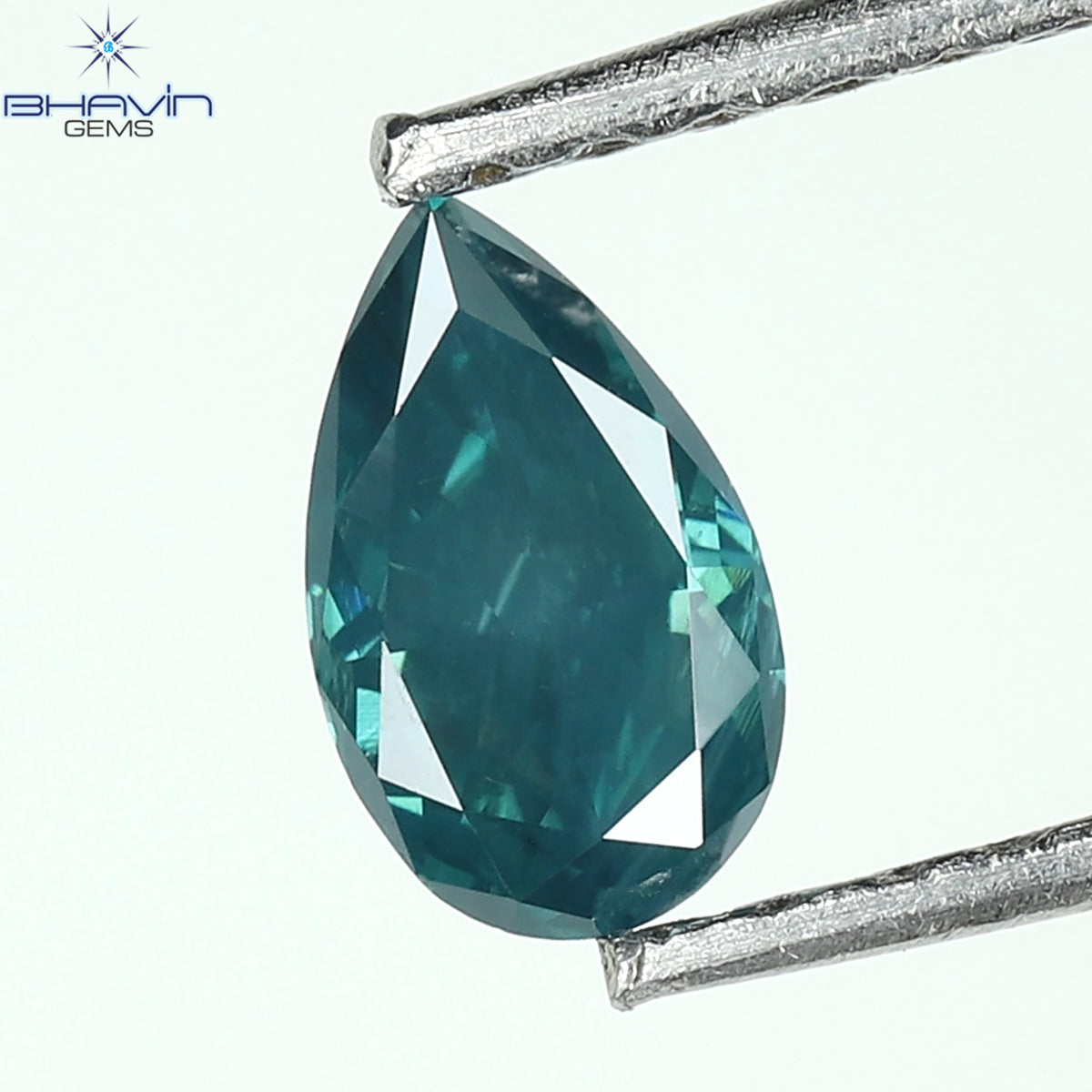 0.30 CT Pear Natural Diamond Enhanced Greenish Blue Color Clarity SI2 (3.41 MM)