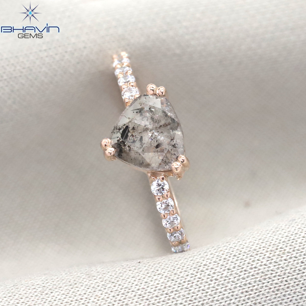 Heart Diamond Salt And Pepper Diamond Natural Diamond Ring Engagement Ring