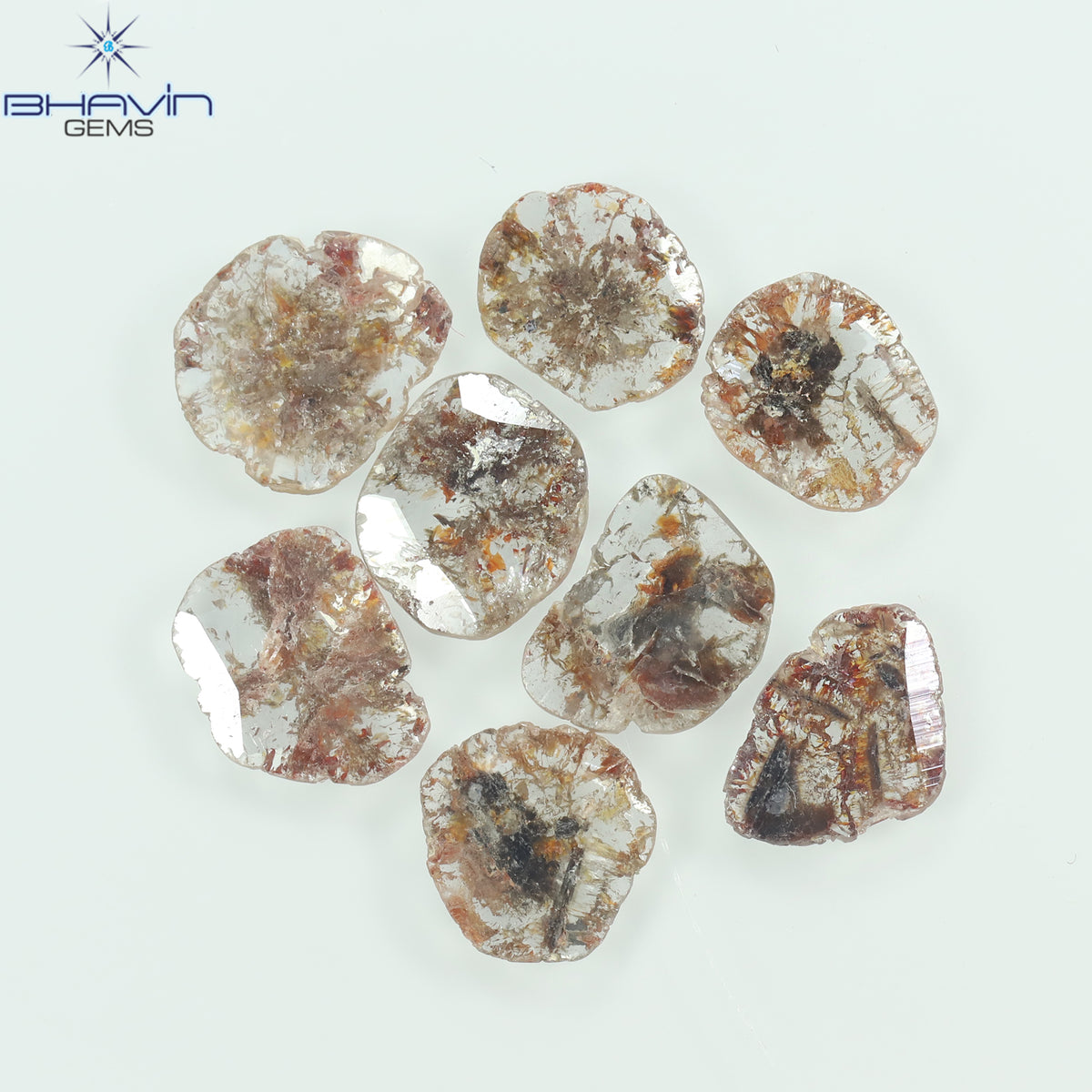 5.25 CT/8 ピース スライス シェイプ ナチュラル ルース ダイヤモンド ブラウン カラー I3 クラリティ (10.06 MM)