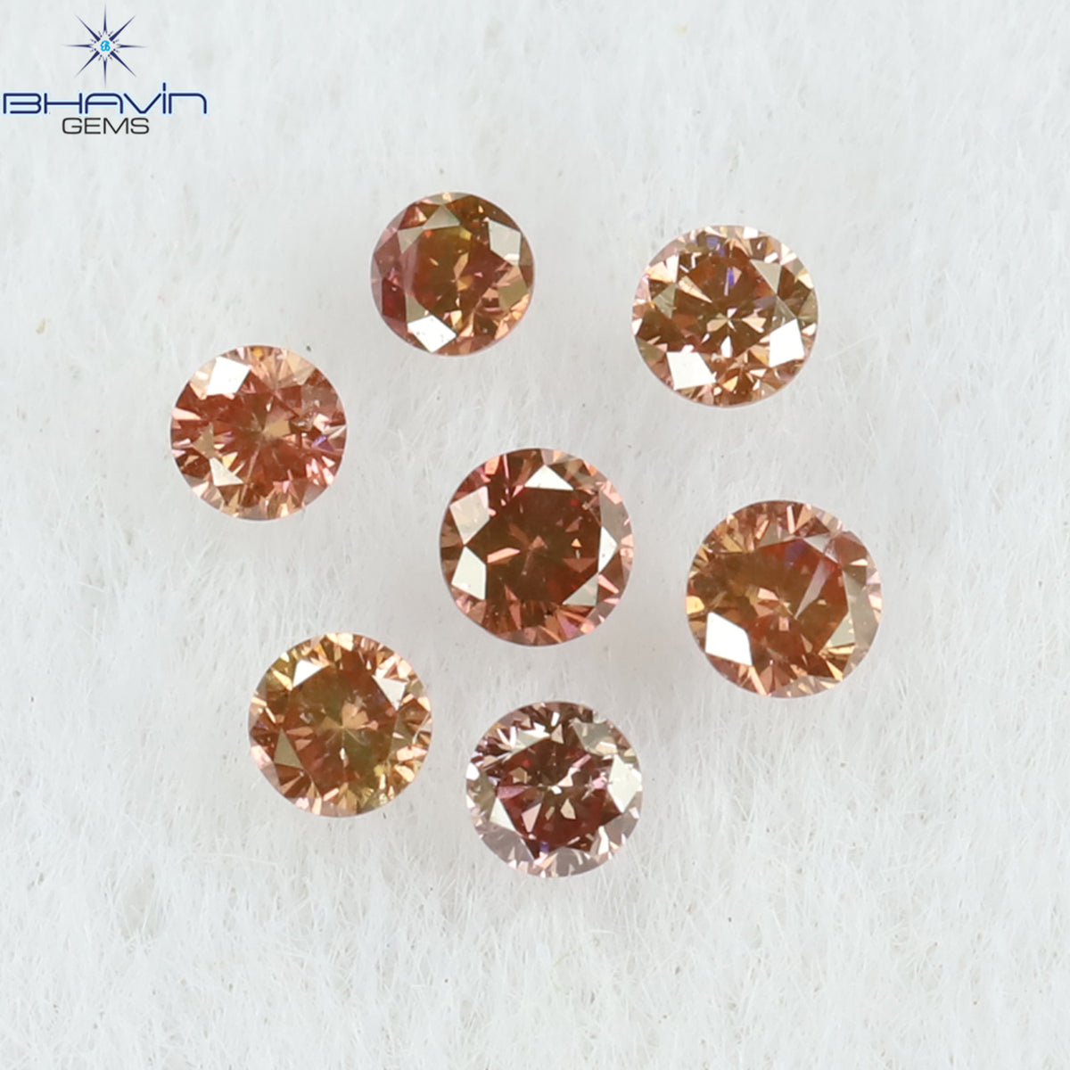 0.08 CT/7 Pcs Natural Round Diamond Enhanced Pink Color Clarity SI (1.50 MM)