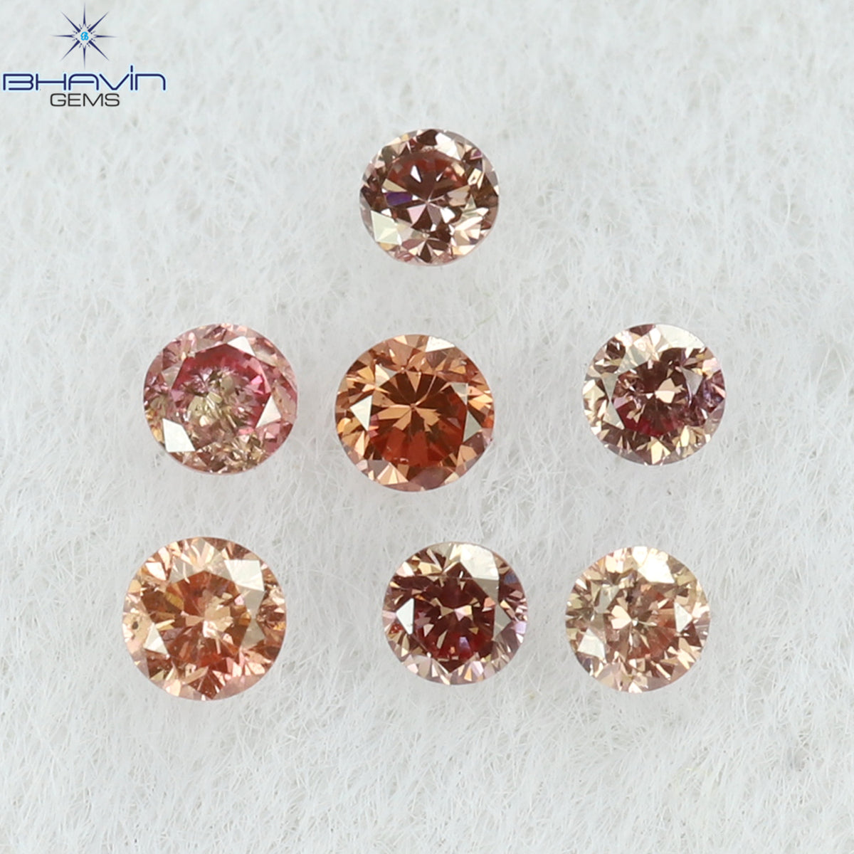 0.08 CT/7 個ラウンド シェイプ ナチュラル ルース ダイヤモンド ピンク色 VS-SI クラリティ (1.50 MM)