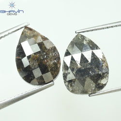 6.07 CT(2 Pcs) Pear Shape Natural Diamond Brown Color I3 Clarity (12.44 MM)