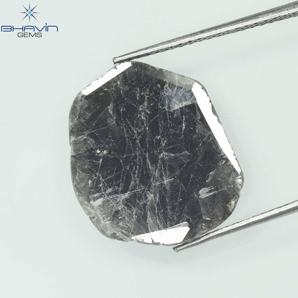 5.70 CT スライス シェイプ ナチュラル ダイヤモンド ソルト アンド ペッパー カラー I3 クラリティ (17.50 MM)