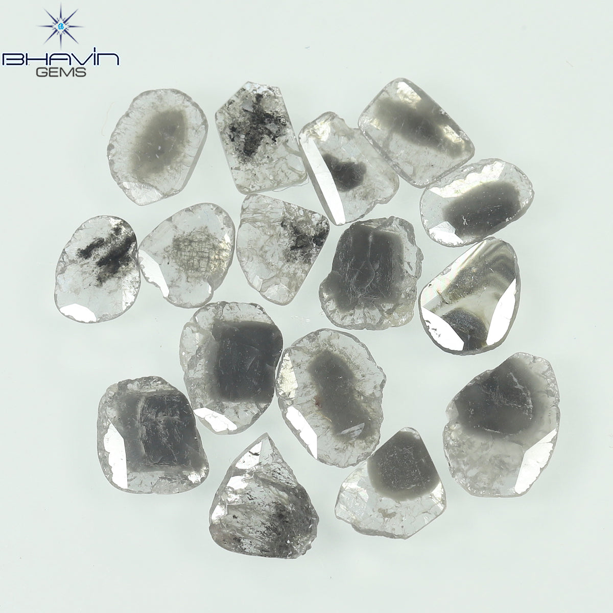 1.83 CT (16 Pcs) Slice Natural Diamond Salt And Pepper Color Clarity I3 (5.85 MM)