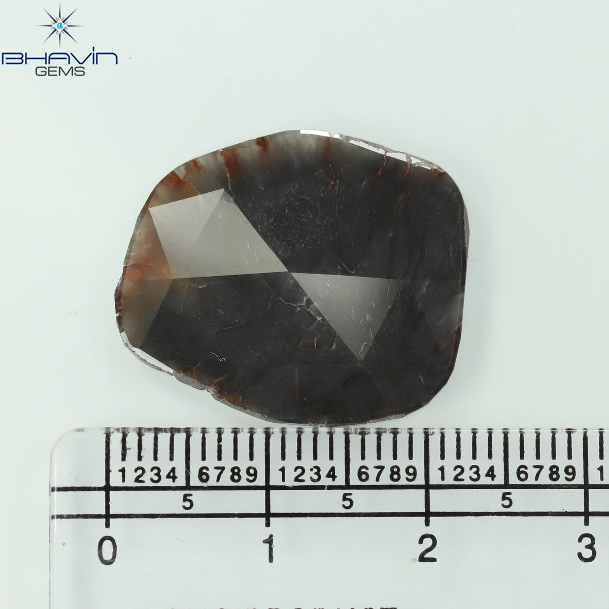 7.13 CT スライス形状 天然ダイヤモンド ブラウン グレー色 I3 クラリティ (22.00 MM)
