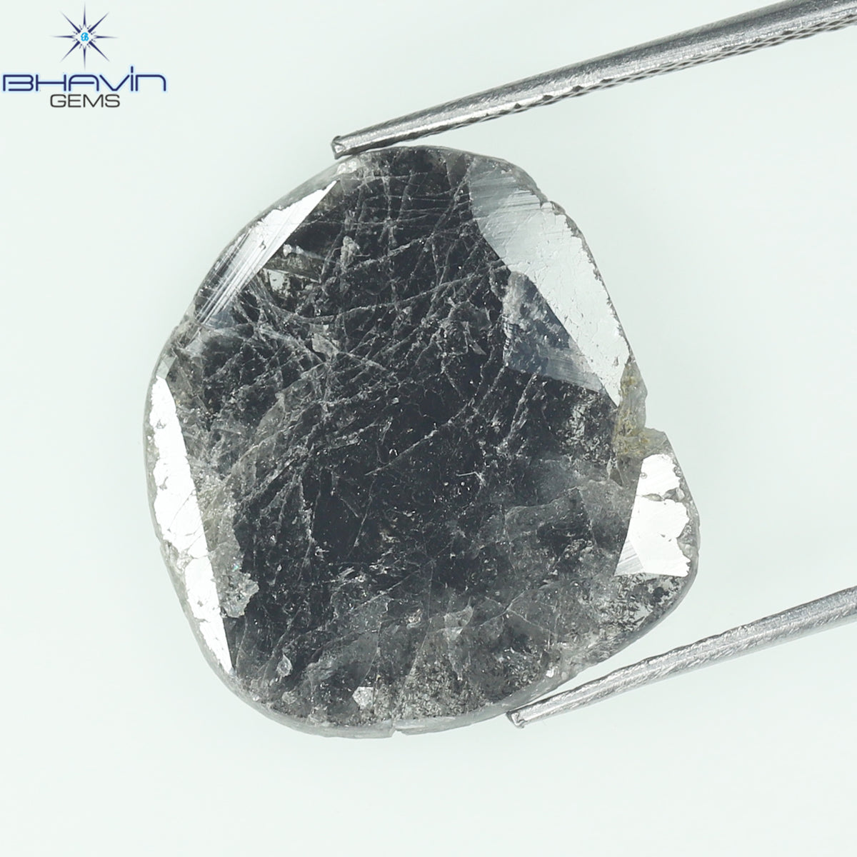 5.27 CT スライス シェイプ ナチュラル ダイヤモンド ソルト アンド ペッパー カラー I3 クラリティ (16.50 MM)