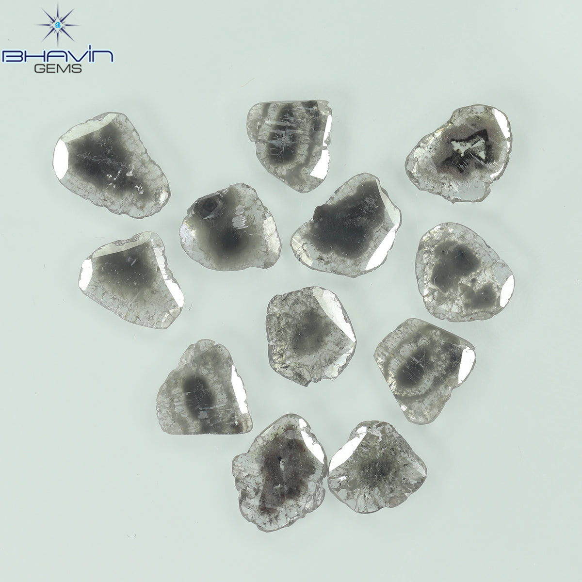 4.05 CT (12 Pcs) Slice Natural Diamond Salt And Pepper Color Clarity I3 (8.26 MM)