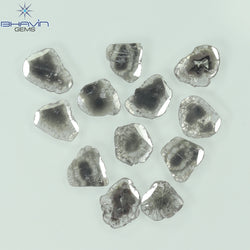 4.05 CT/12 Pcs Slice Shape Natural Diamond Salt And Pepper Color I3 Clarity (8.26 MM)