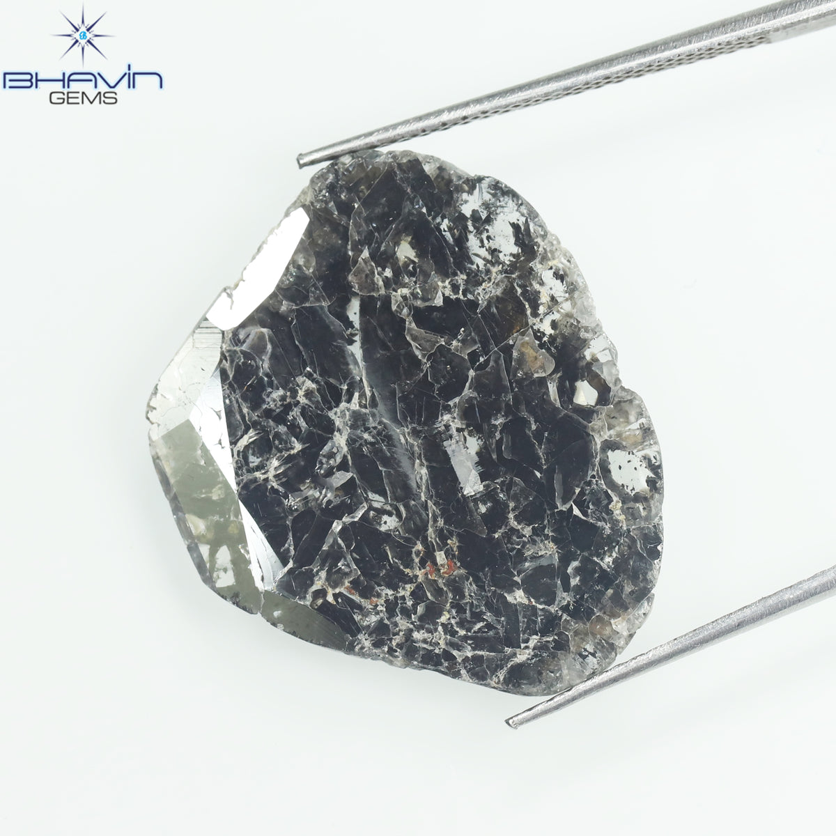 8.36 CT スライス シェイプ ナチュラル ダイヤモンド ソルト アンド ペッパー カラー I3 クラリティ (25.00 MM)