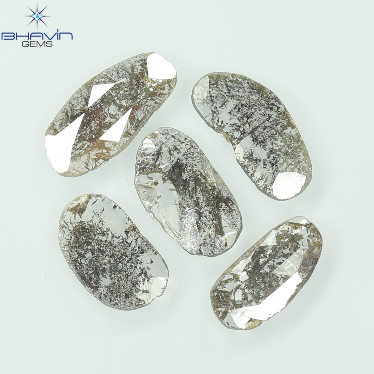 1.75 CT (5 Pcs) Slice Natural Diamond Salt And Pepper Color Clarity I3 (10.45 MM)