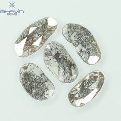 1.75 CT/5 Pcs Slice Shape Natural Diamond Salt And Pepper Color I3 Clarity (10.45 MM)